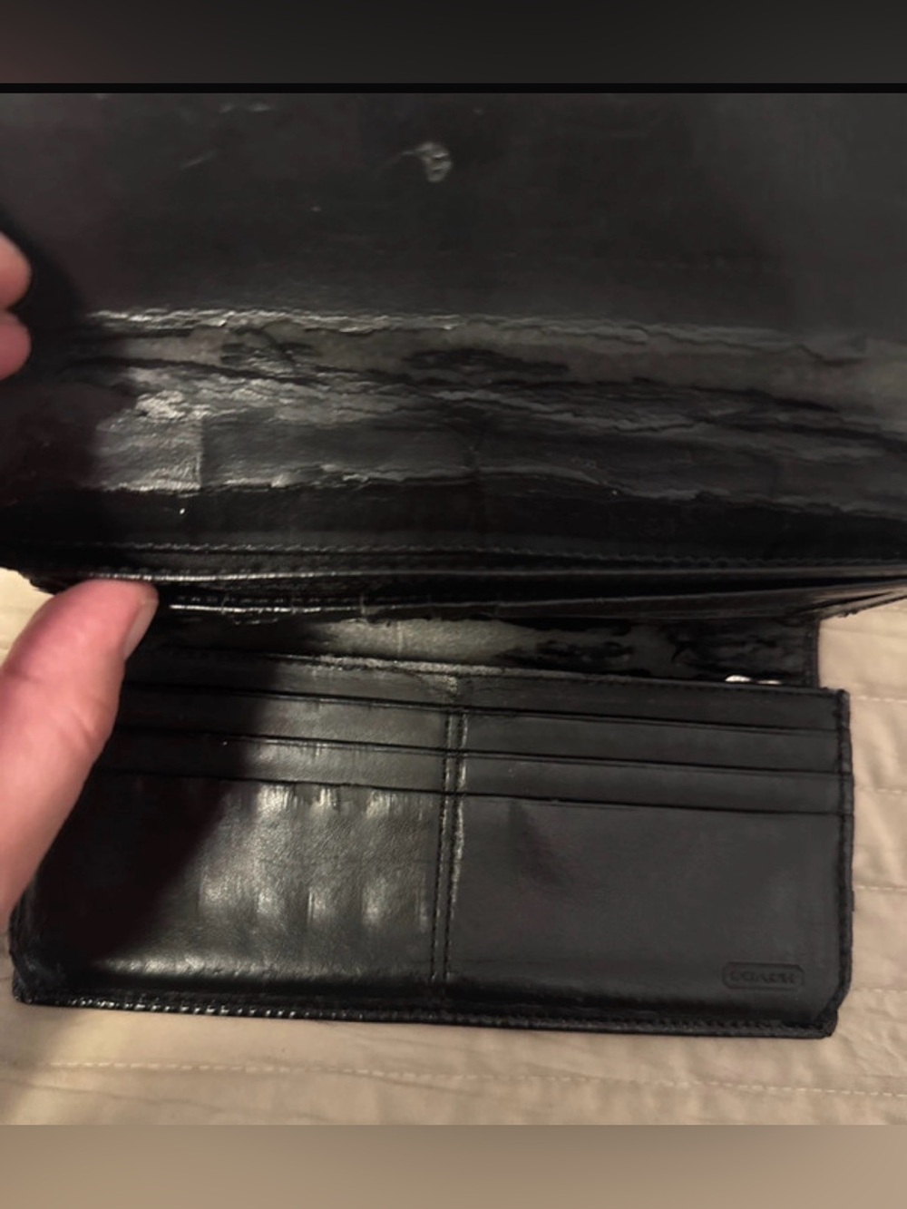 Coach Black Signature Canvas Wallet with Silver Buckle - Picture 4 of 5